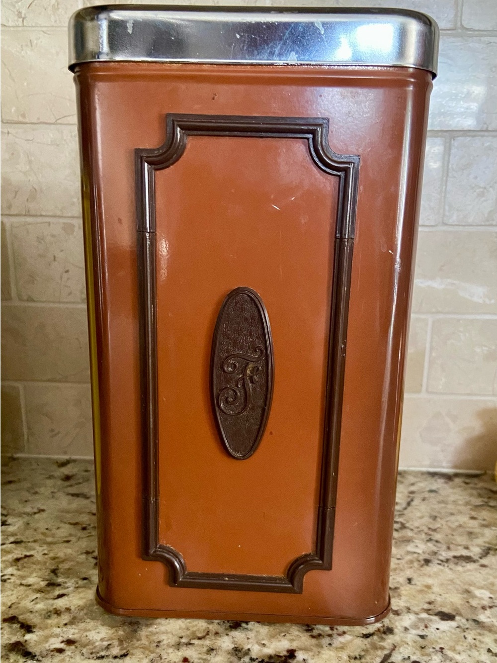 Vintage Copper-Tone Decorative Metal Canister The Queen Line by A.R Lite